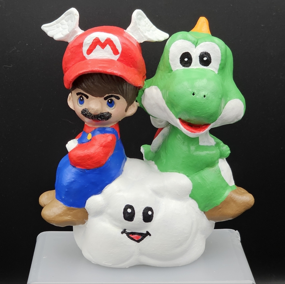 Mario and Yoshi Inspired Altered Precious Moments - OOAK